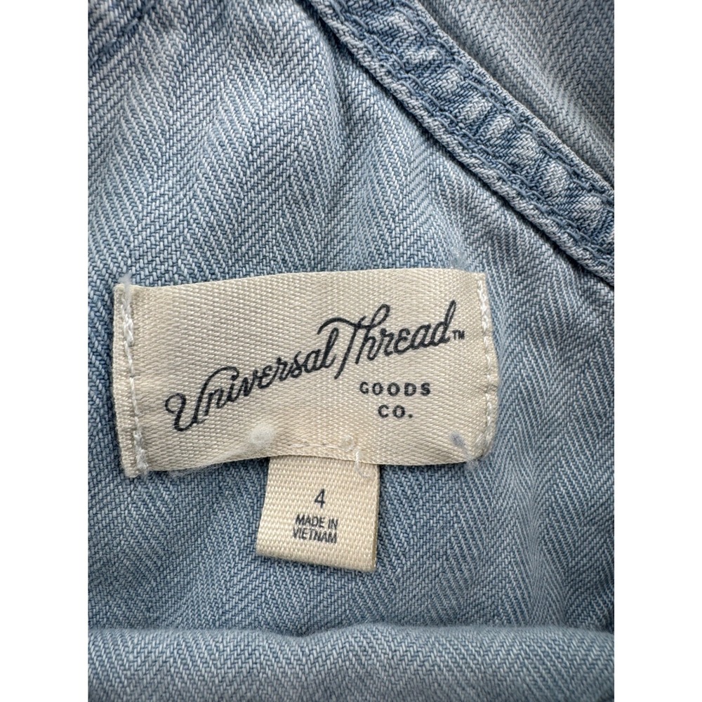 Universal Thread Goods Co Womens Light Wash Herringbone Denim Overalls Size 4 - Picture 6 of 9